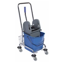 Сервировочные тележки Тележка одноведёрная 1x25л, с отжимом,ручкой и сеткой на хромированной раме фото